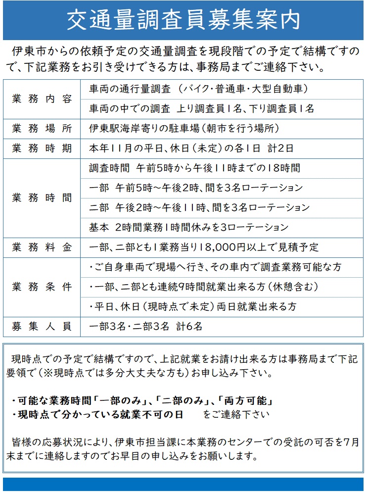 交通量調査募集案内
